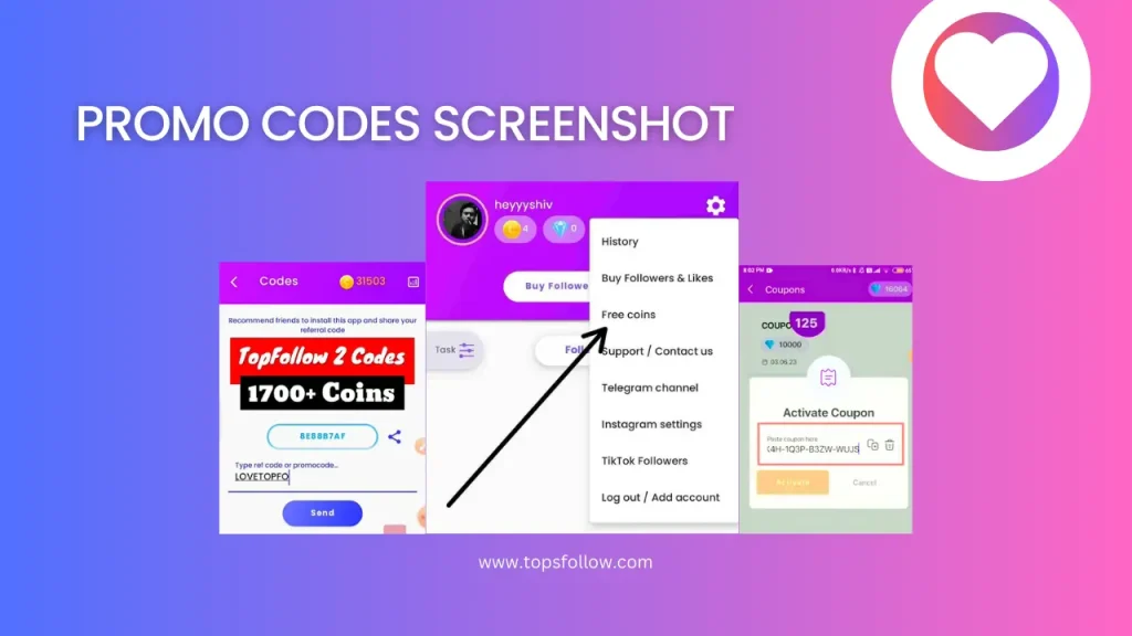 topfollow promo codes screenshots